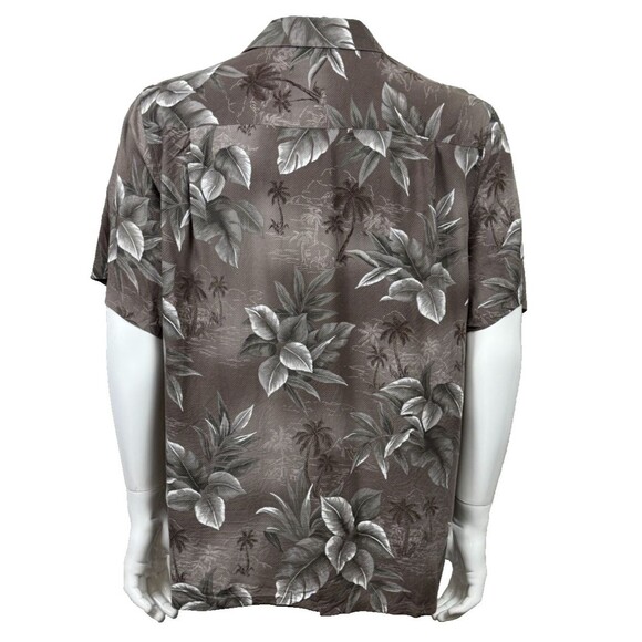 Vintage Hawaiian Shirt Croft & Barrow Palm Leaf Tiki Brown Rayon Aloha Y2K Large - Picture 2 of 8